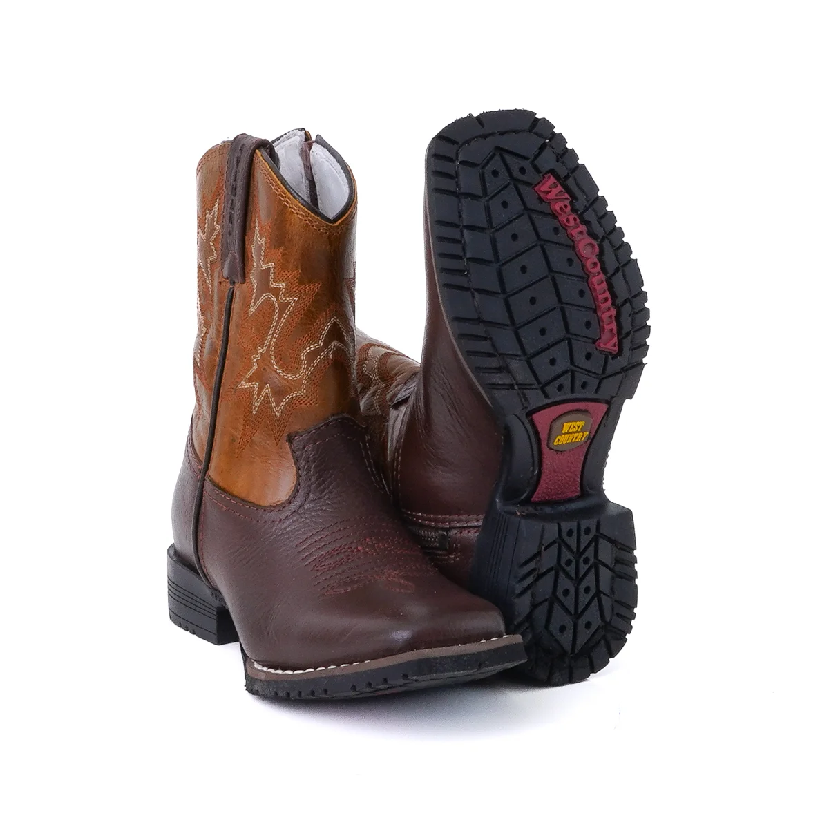Bota Infantil Country Vimar Floater Brown/ FÓSsil Cas. Caramelo em Couro Legítimo | Bico Redondo — Edição Limitada