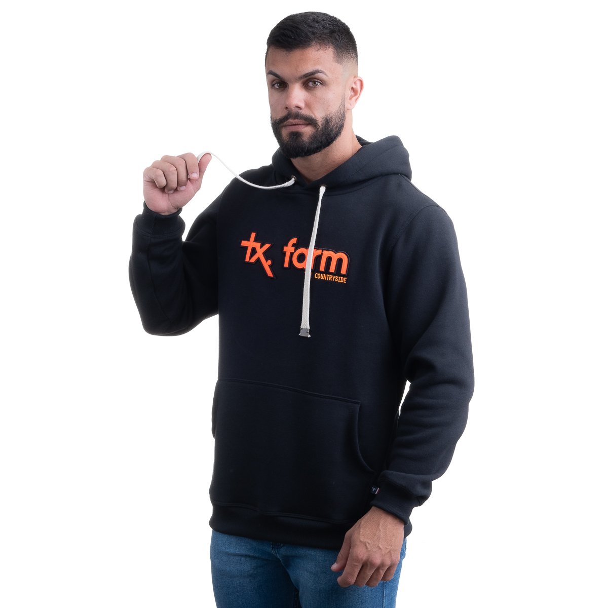 MOLETOM - MT036 - PRETO/ LARANJA NEON