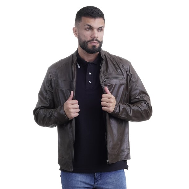 JAQUETA MASCULINA COURO TEXAS FARM PM120PM MARROM