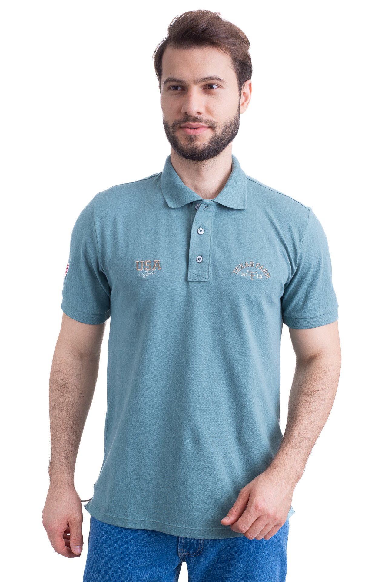 CAMISA POLO MASCULINA - NEW STYLE - CPM008 - VERDE SALVIA