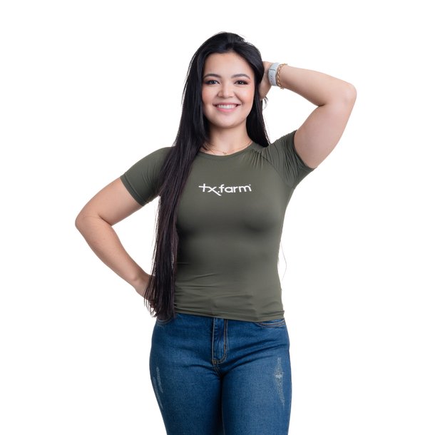 RASH GUARD UV50+ FEMININA TEXAS FARM - RGF001 - VERDE MILITAR