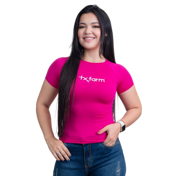 RASH GUARD UV50+ FEMININA TEXAS FARM - RGF001 - ROSA PINK