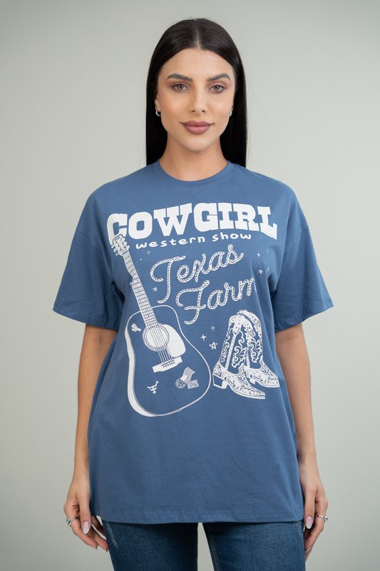 CAMISETA FEMININA OVERSIZED TEXAS FARM WESTERN SHOW CO001
