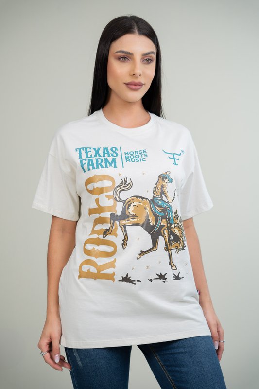 CAMISETA OVERSIZED TEXAS FARM WESTERN SHOW CO002 BEGE