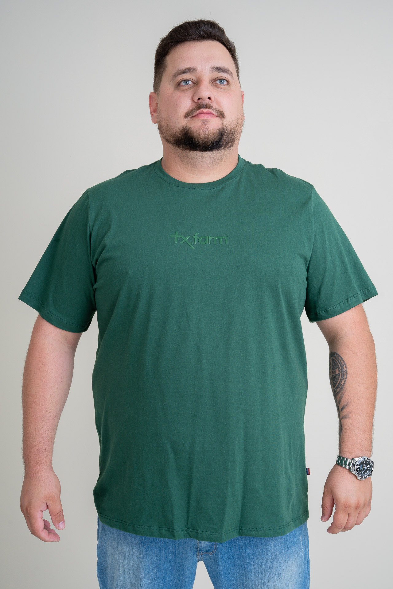 CAMISETA MASCULINA TEXAS FARM - CM617 - DO XG AO G2 - VERDE BANDEIRA
