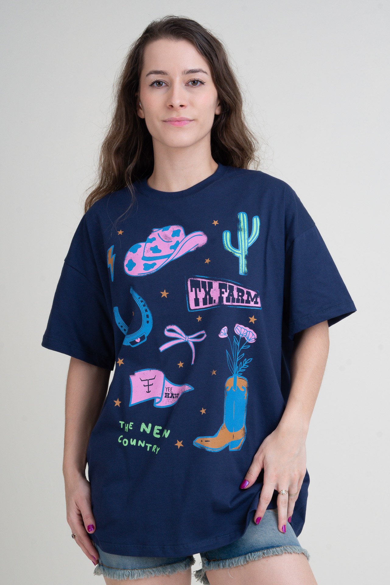 Vaquera ビッグTシャツ CAMISETA OVERSIZED - WESTERN SHOW - CO003 - AZUL MARINHO