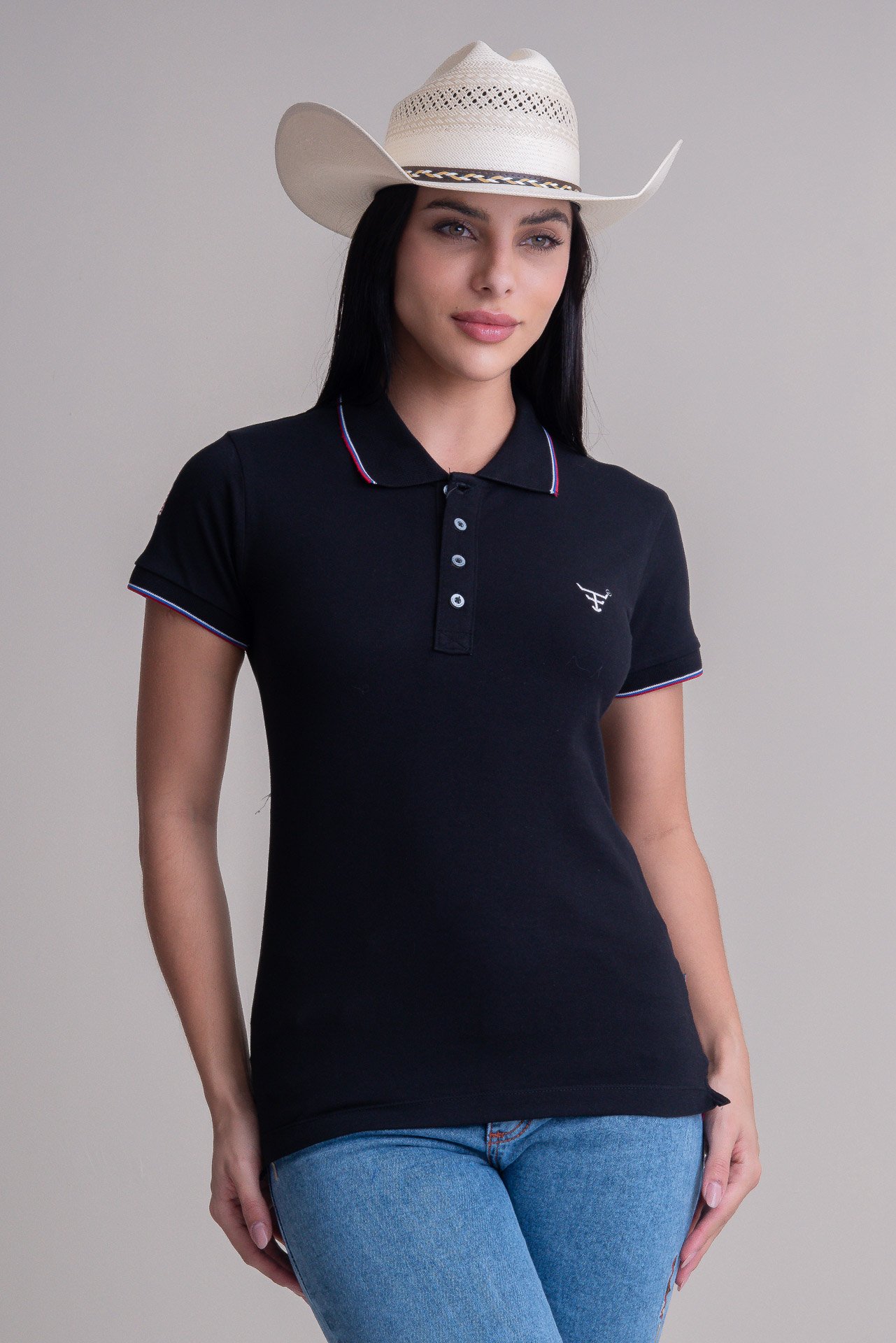 CAMISA POLO FEMININA TEXAS FARM - NEW STYLE - CPF010 - PRETO