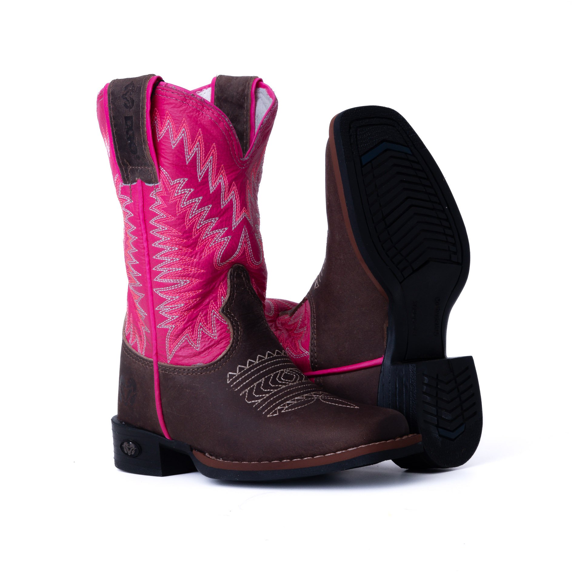 Bota Infantil Country D'Go Med Dog/ Pink em Couro Legítimo | Bico Redondo — Edição Limitada