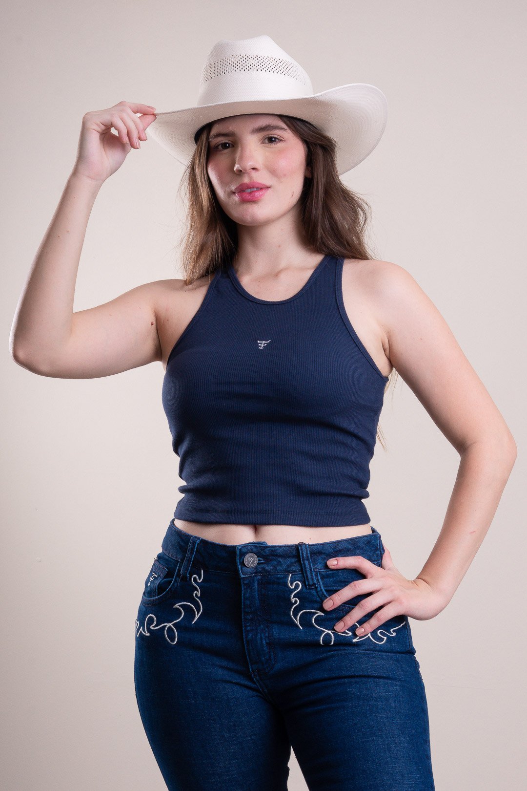 REGATA CANELADA FEMININA TEXAS FARM- WESTERN SHOW - RT001 - OCRE
