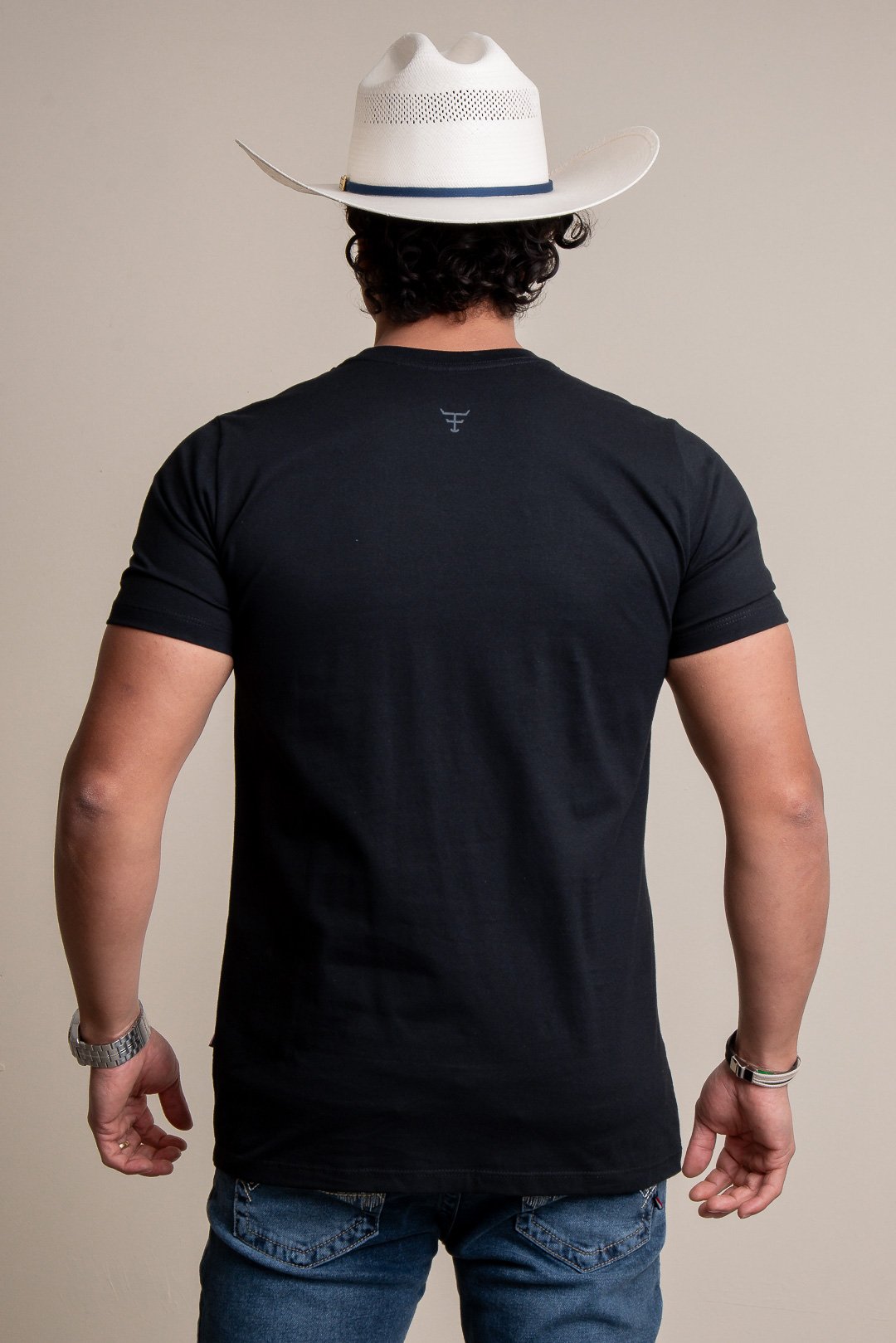 CAMISETA MASCULINA TEXAS FARM - CM589 - DO PP AO GG - PRETO/ CINZA