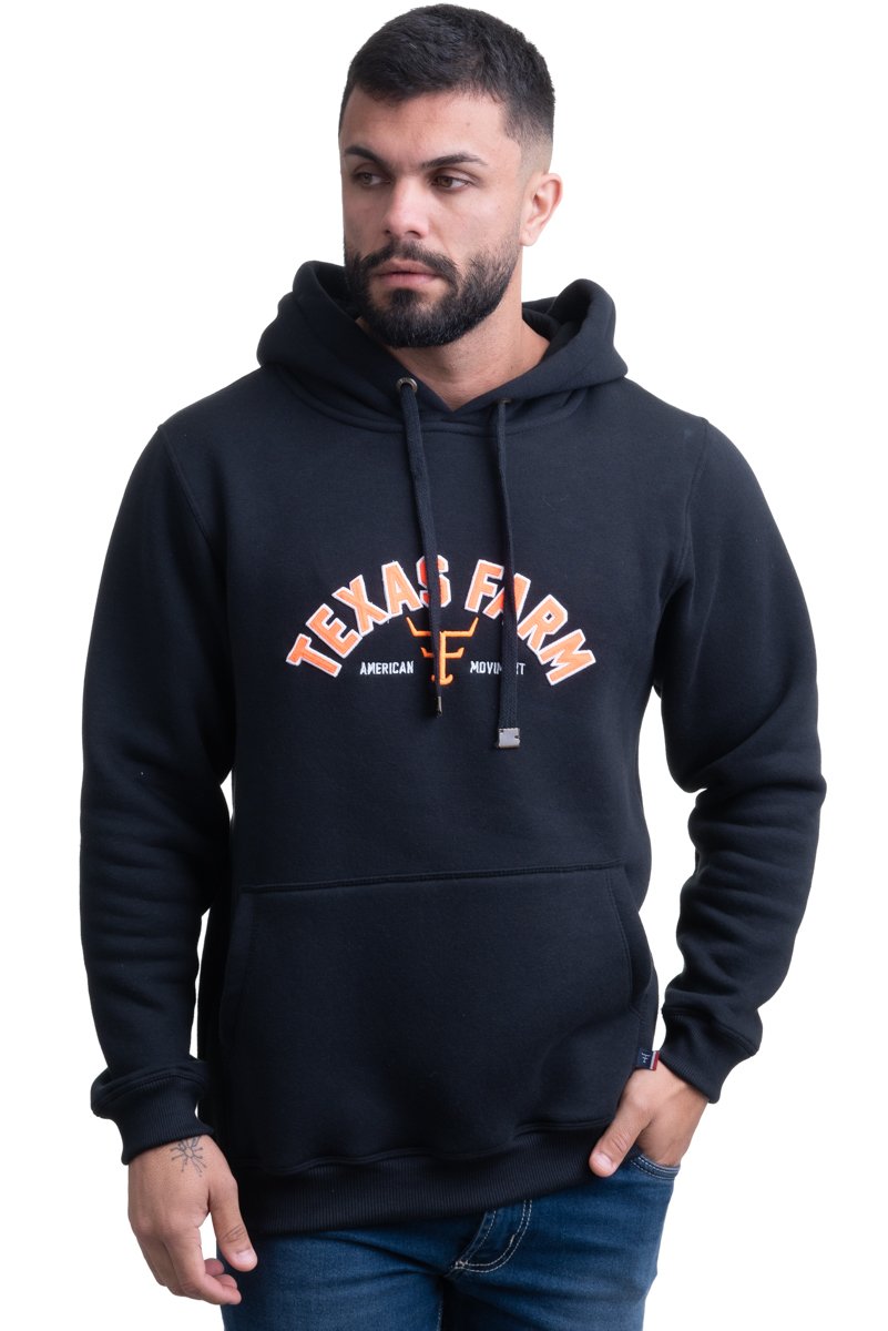 MOLETOM - MT134 - DO P AO XG - PRETO/ LARANJA NEON