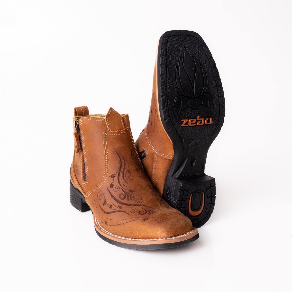 BOTINA FEMININA ZEBU - 71166 - MUSTANG CONHAQUE