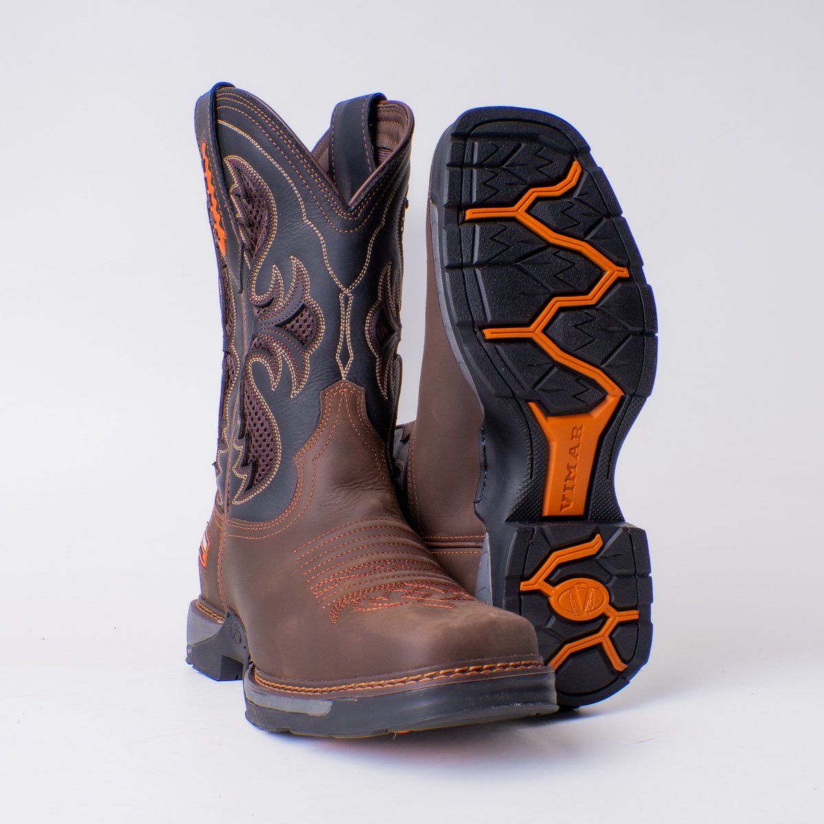 Bota Masculina Country Vimar Crazy Horse Cafe/ Fossil Preto em Couro Legítimo | Bico Redondo — Edição Limitada
